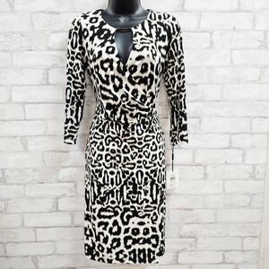 NWT Calvin Klein Leopard Print Faux Wrap Dress Multi CD5A4693 Size 4